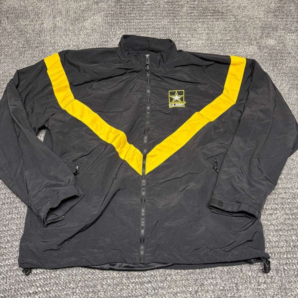 US Army APFU Physical Fitness Uniform Jacket Unisex Large Black Yellow‎ Military